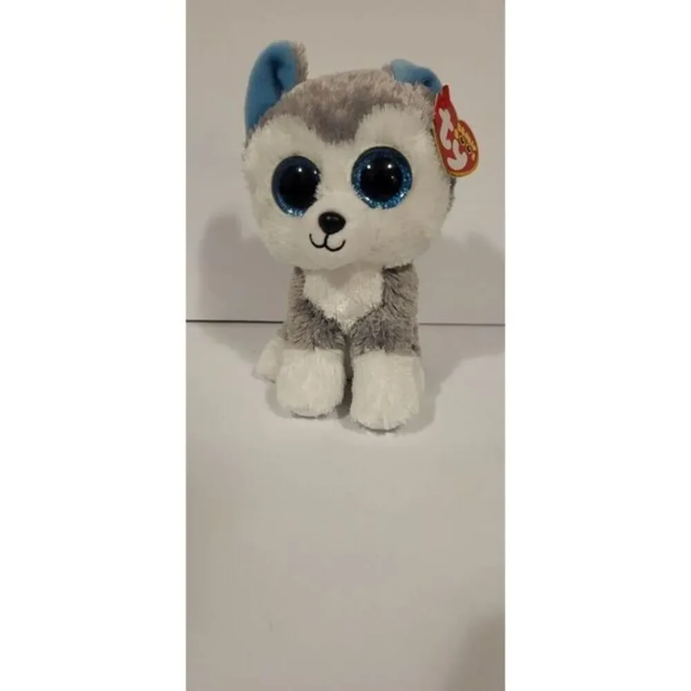 Ty Beanie Boos Slush Husky Grey Dog Puppy Plush with Hang Tags Glitter Eyes 2020